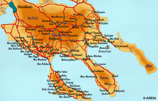 Map of Chalkidiki