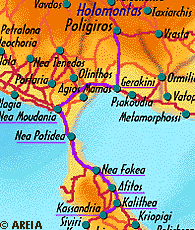 Map of Chalkidiki - Tour 1