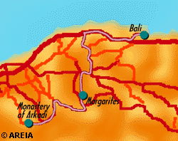 Map of Rethymno Perfecture - Tour 1