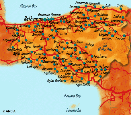 Map of Rethymno Perfecture