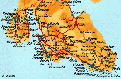 Map of Southern Kefalonia