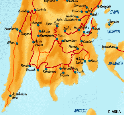 Map of Southern Lefkada