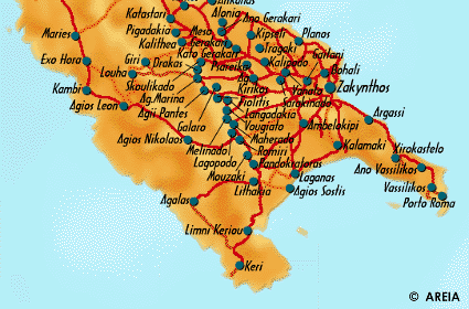 Map of Southern Zakynthos